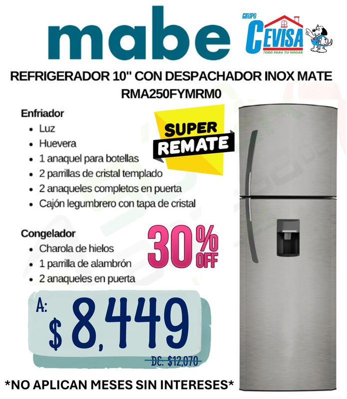 REFRIGERADOR MABE 10" RMA250FYMRM0