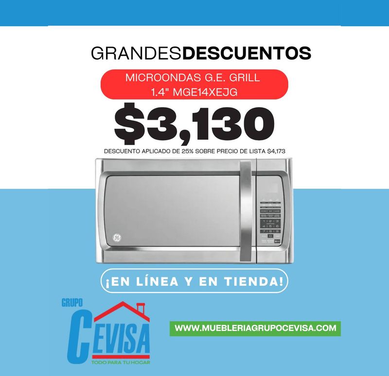 MICROONDAS GENERAL ELECTRIC 1.4" MGE14XEJG MICROONDAS GENERAL ELECTRIC 1.4" MGE14XEJG