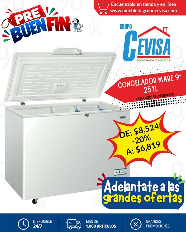 CONGELADOR MABE 9" CHM9BPS CONGELADOR MABE 9" CHM9BPS