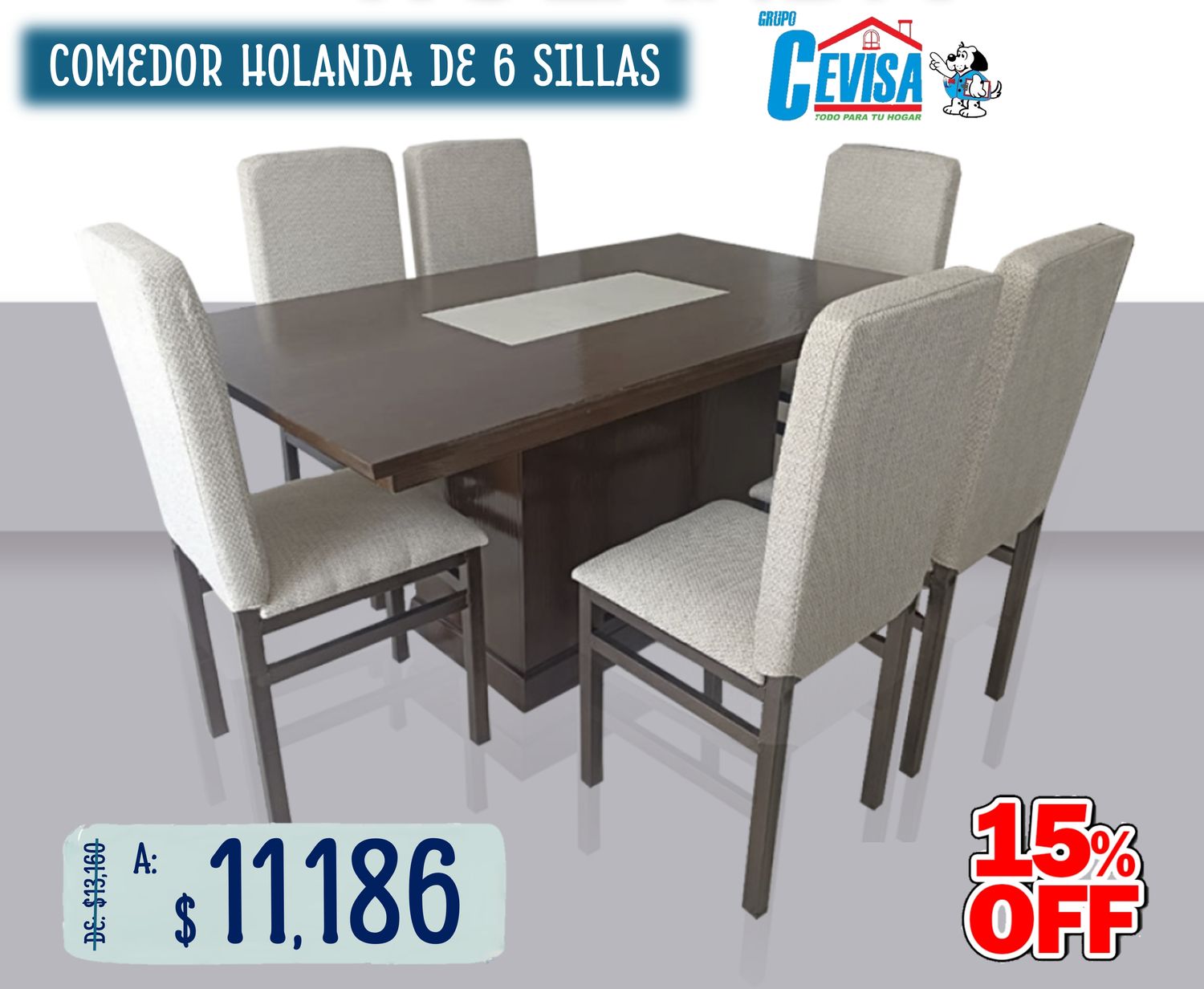 ANTECOMEDOR HOLANDA DE 6 SILLAS