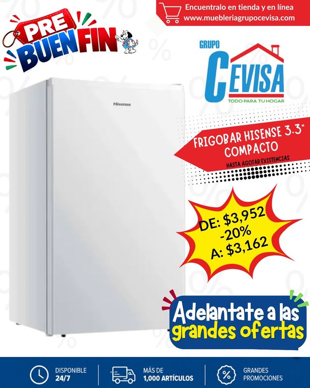 FRIGOBAR HISENSE 3.3" RR33D6AWX1 FRIGOBAR HISENSE 3.3" RR33D6AWX1