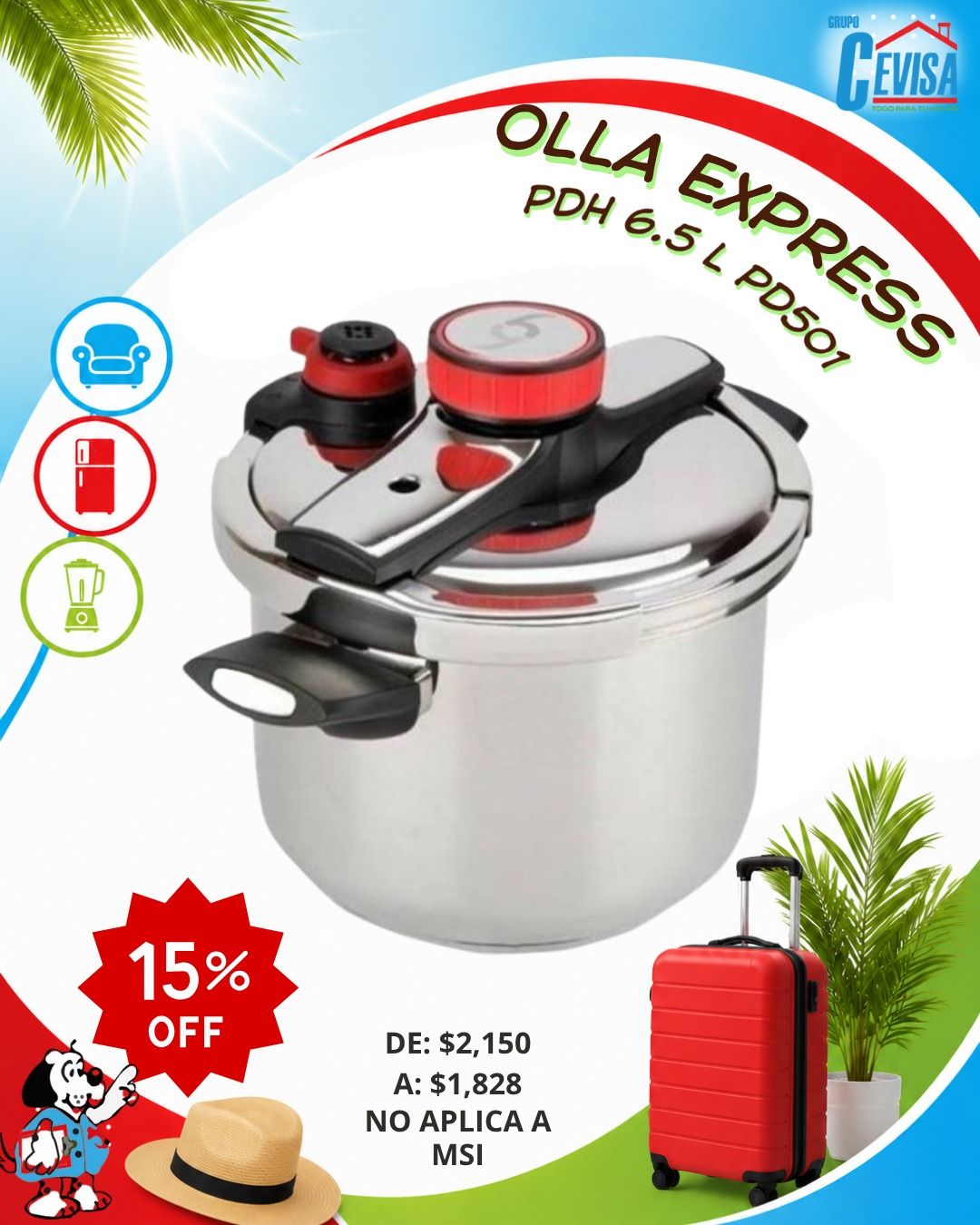 OLLA DE PRESION 6.5 L PDH PD501 OLLA DE PRESION 6.5 L PDH PD501
