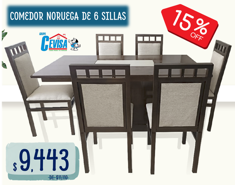 ANTECOMEDOR NORUEGA DE 6 SILLAS