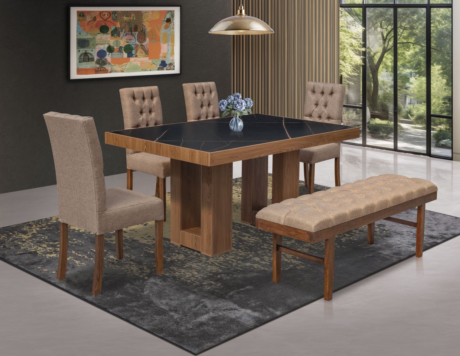 ANTECOMEDOR IDEAL DE 4 SILLAS Y 1 BANCA ANTECOMEDOR IDEAL DE 4 SILLAS Y 1 BANCA