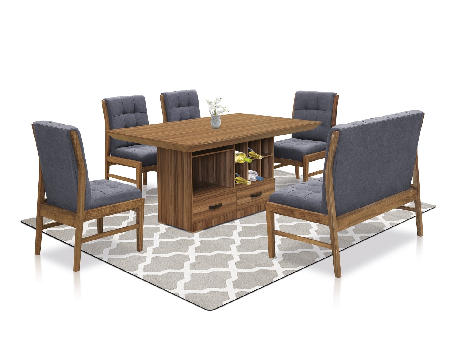 ANTECOMEDOR AMBAR DE 4 SILLAS Y 1 BANCA ANTECOMEDOR AMBAR DE 4 SILLAS Y 1 BANCA