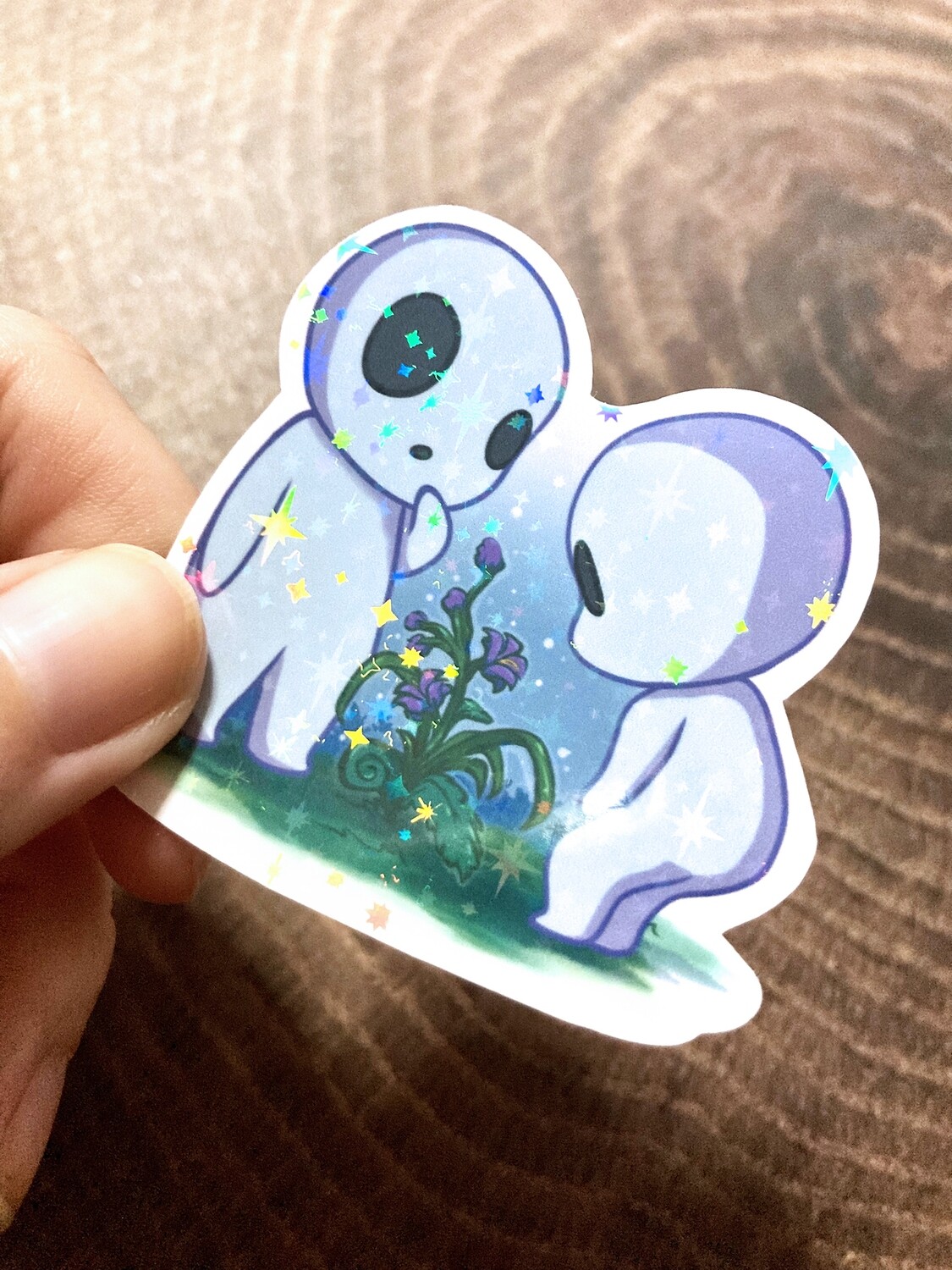 Princess Mononoke, Kodama Forest Tree Spirit Stickers, Vinyl / Sparkle (Select)