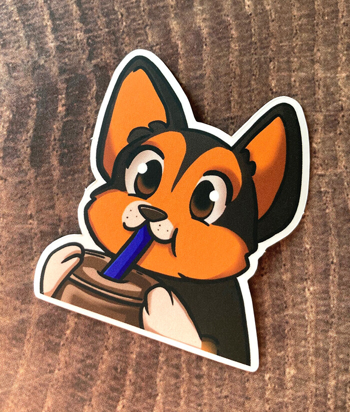 Corgi Binkus Sip Emote Matte Sticker