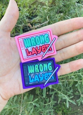 Wrong Layer, Digital Artist Funny Sticker, Vinyl Glosss