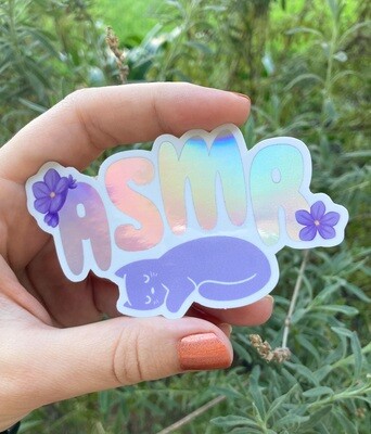 "ASMR" Holographic Glossy Text Sticker