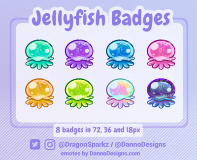 Colorful Jellyfish Subscriber Badges - Digital Download