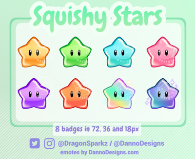 Squishy Stars (w/ eyes) Subscriber Badges - Digital Download