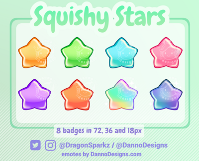 Squishy Stars Subscriber Badges - Digital Download