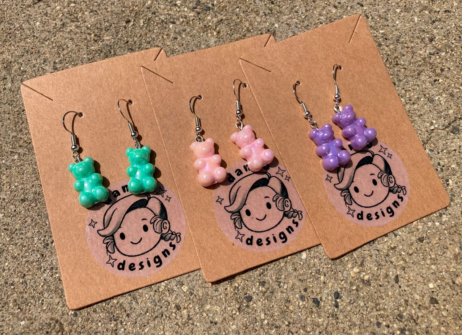 Gummy Bear Acrylic Metallic Shine Sterling Earrings