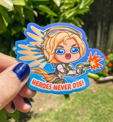 Overwatch - Mercy, &quot;Heroes Never Die&quot; Vinyl Sticker