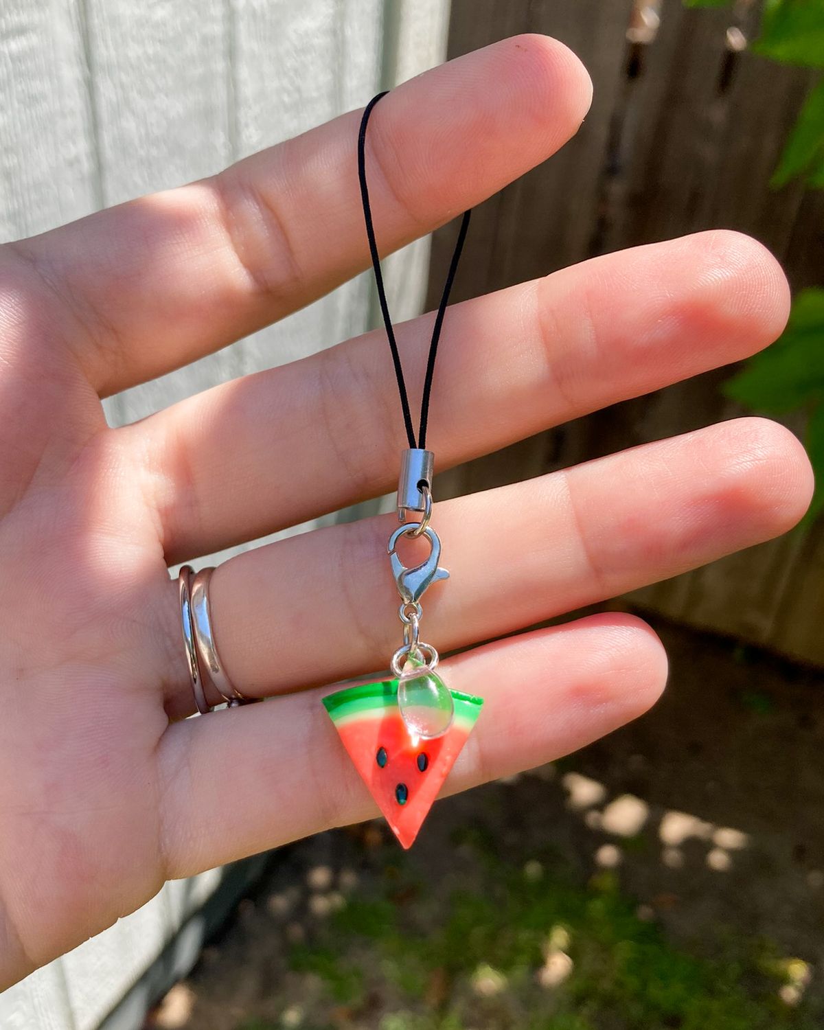Watermelon Triangle Slice Strap Charm, Polymer Clay (Handmade)