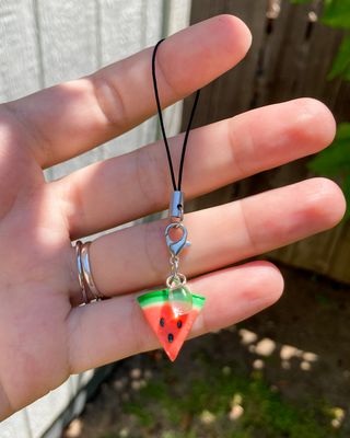 Watermelon Triangle Slice Strap Charm, Polymer Clay (Handmade)