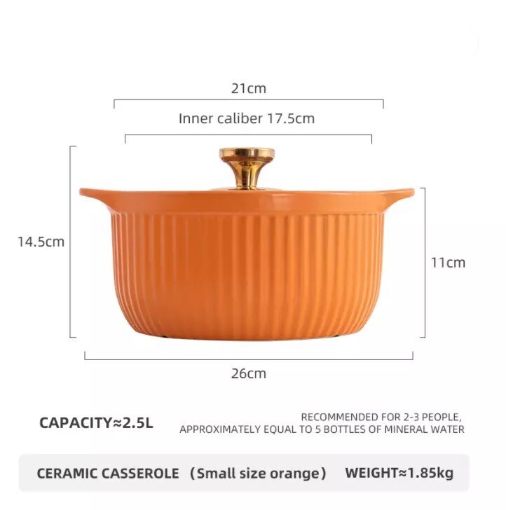 Wattan Casserole, Size: Small, Color: Orange