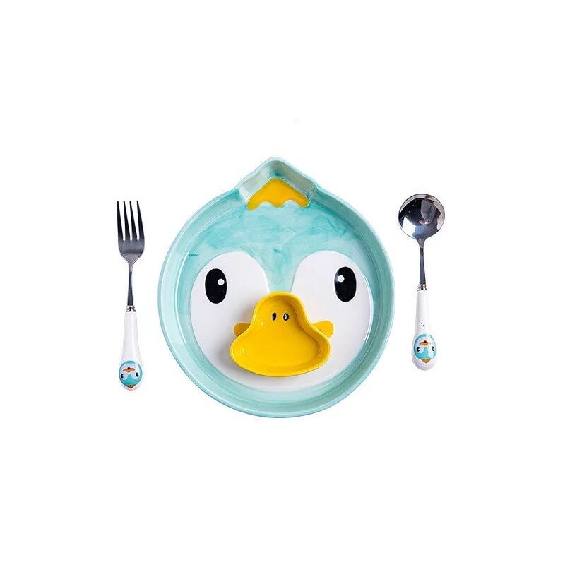 Kawaii Plate Set, Color: Duck (2pc set)