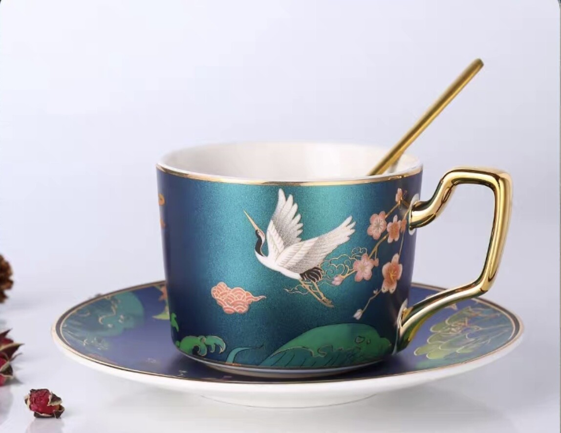 Tsuru Teacup Set, Color: Green