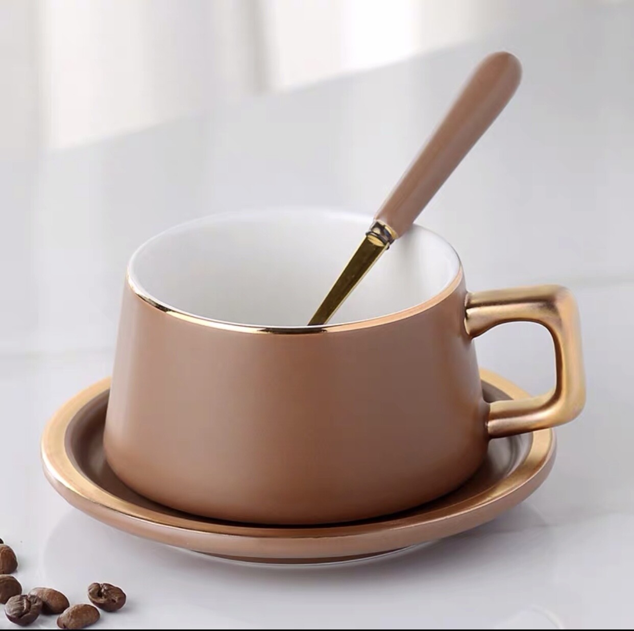 Marina Teacup Set - Matte, Color: Beige