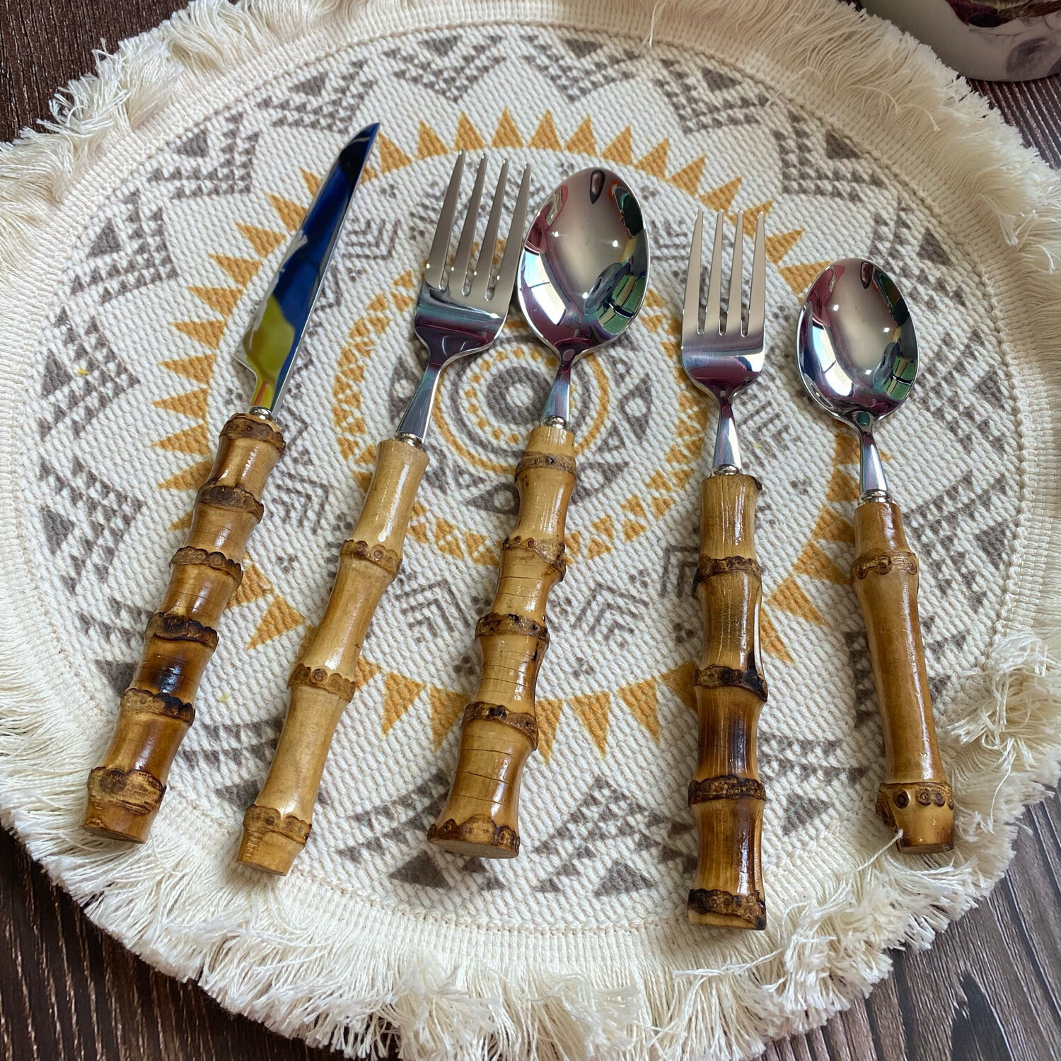 Hoshi 5pc Bamboo Cutlery - Silver