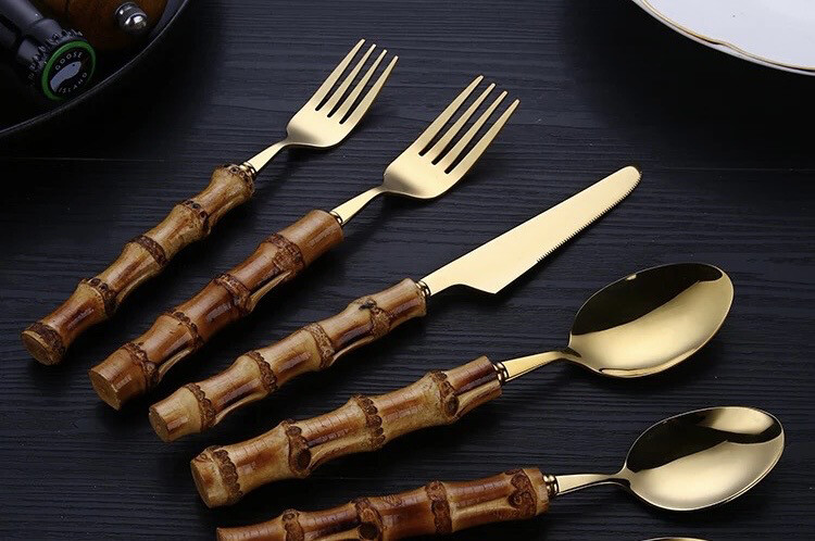 Hoshi 5pc Bamboo Cutlery - Gold