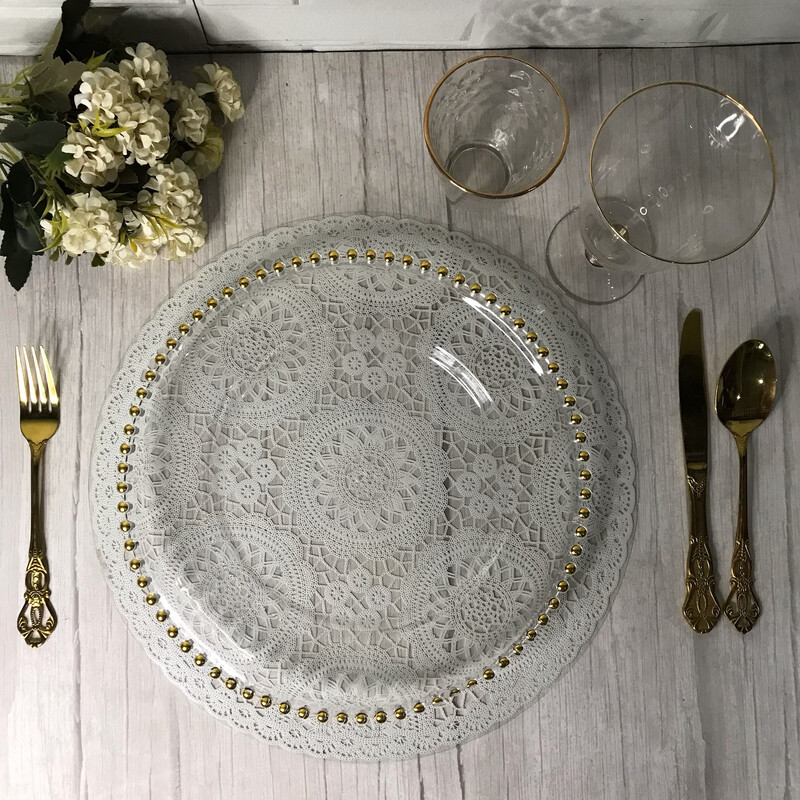Eka Round Plastic Plate Charger - Gold