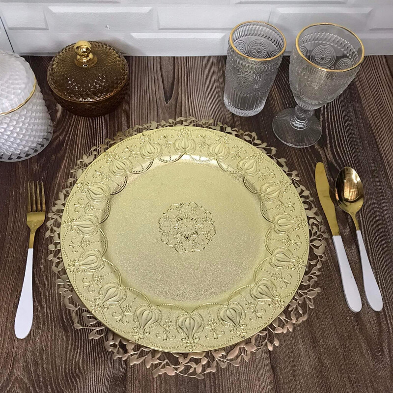 Miya Plastic Plate Charger - Gold