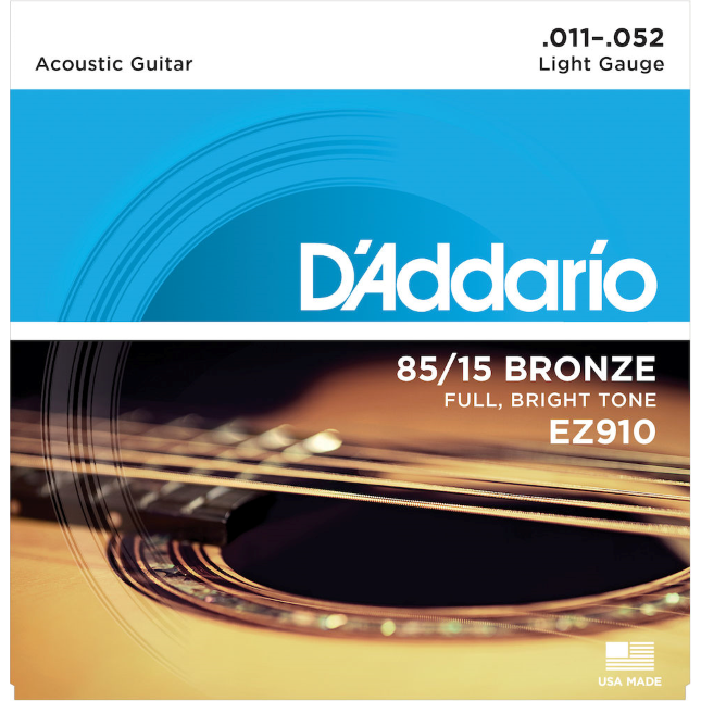 EZ910 85/15 Bronze Acoustic Guitar Strings, Light, 11-52