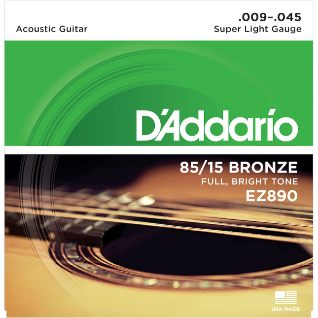 EZ890 85/15 Bronze Acoustic Guitar Strings, Super Light, 09-45