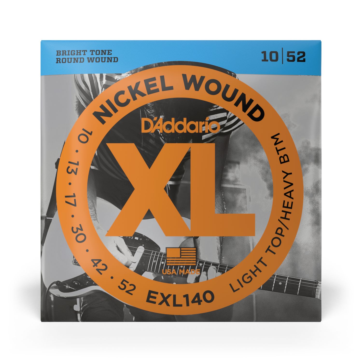 10-52 Light Top/Heavy Bottom, XL Nickel Electric Guitar Strings  EXL140