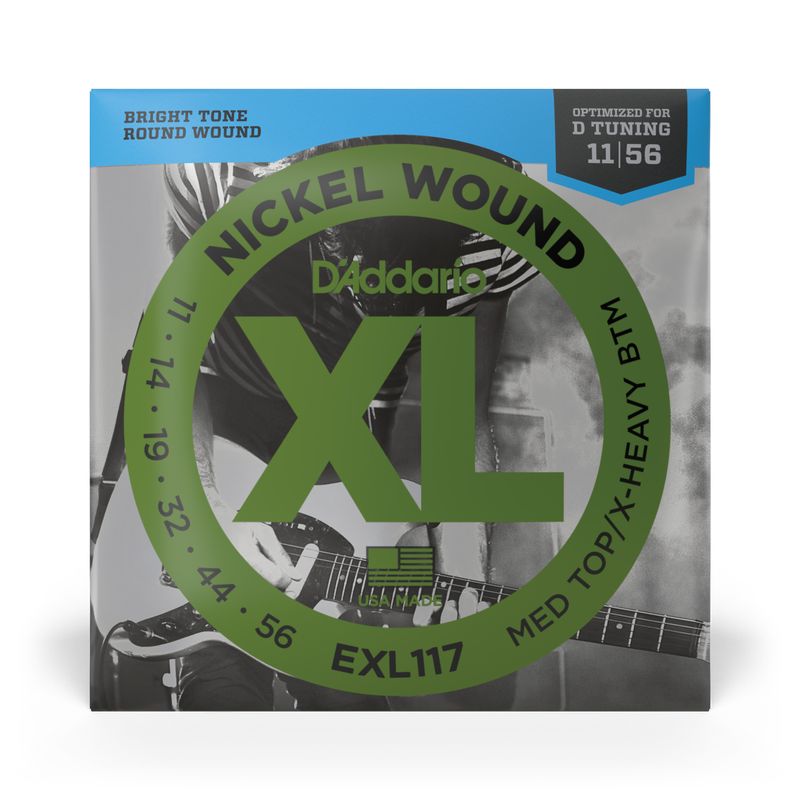 11-56 Medium Top/Extra Heavy Bottom, XL Nickel Electric Guitar Strings EXL117