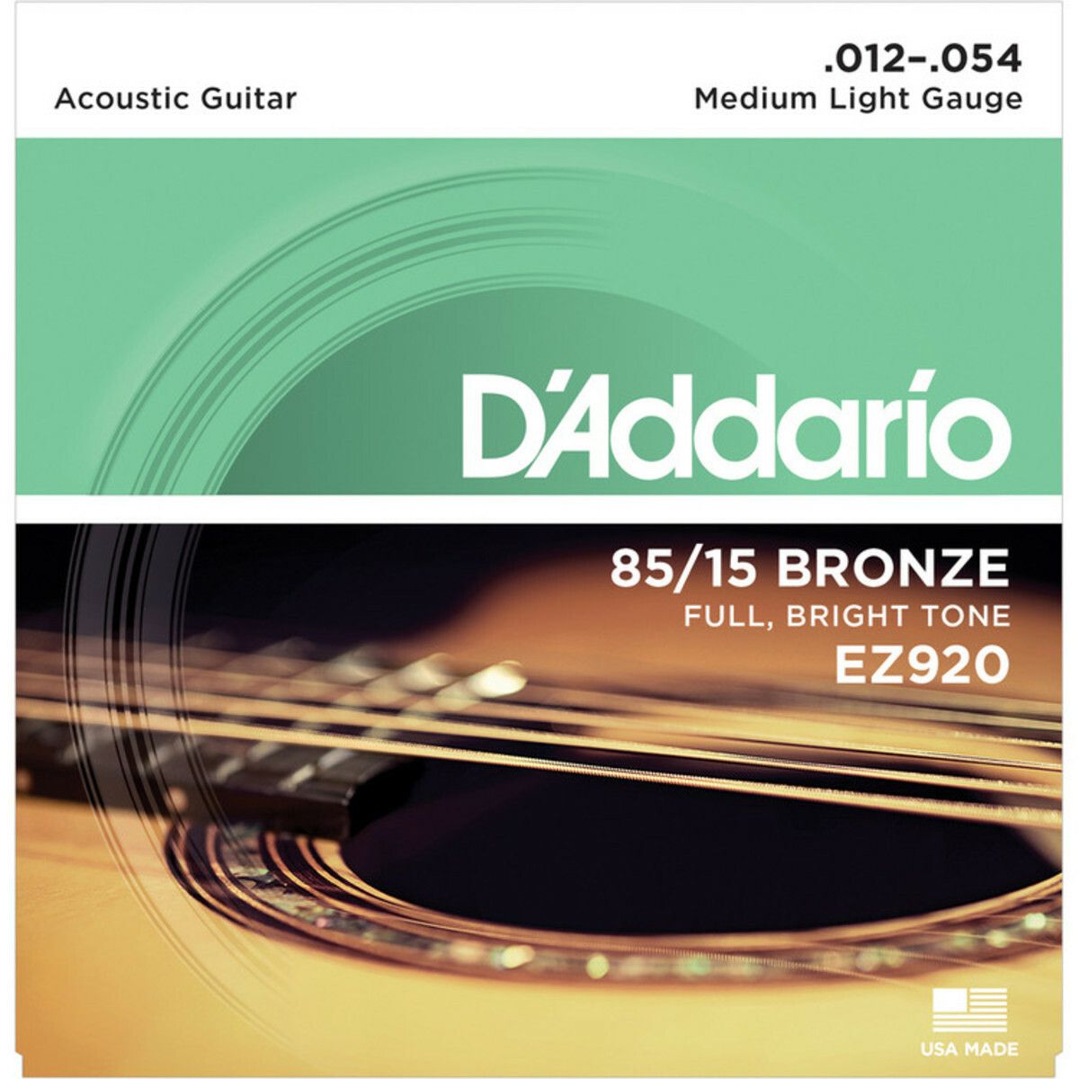 D&#39;Addario EZ920 85/15 Bronze Acoustic Guitar Strings Medium Light 12