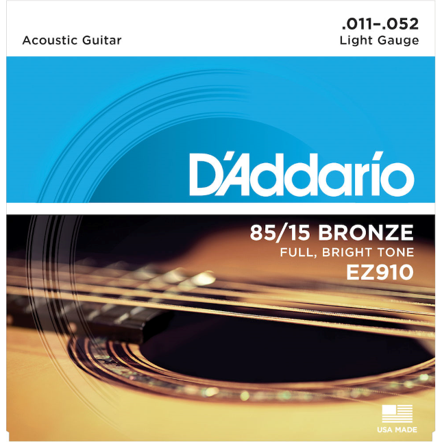 D&#39;Addario EZ910 85/15 Bronze Acoustic Guitar Strings, Light, 11-52