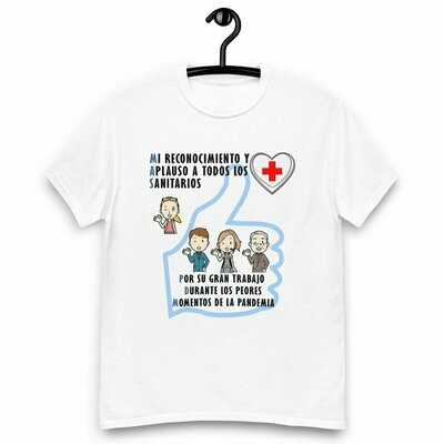 Camiseta blanca/ White T-shirt "Reconocimiento a los Sanitarios"