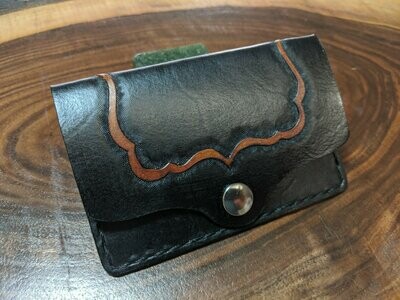 Black business card wallet with brown accent