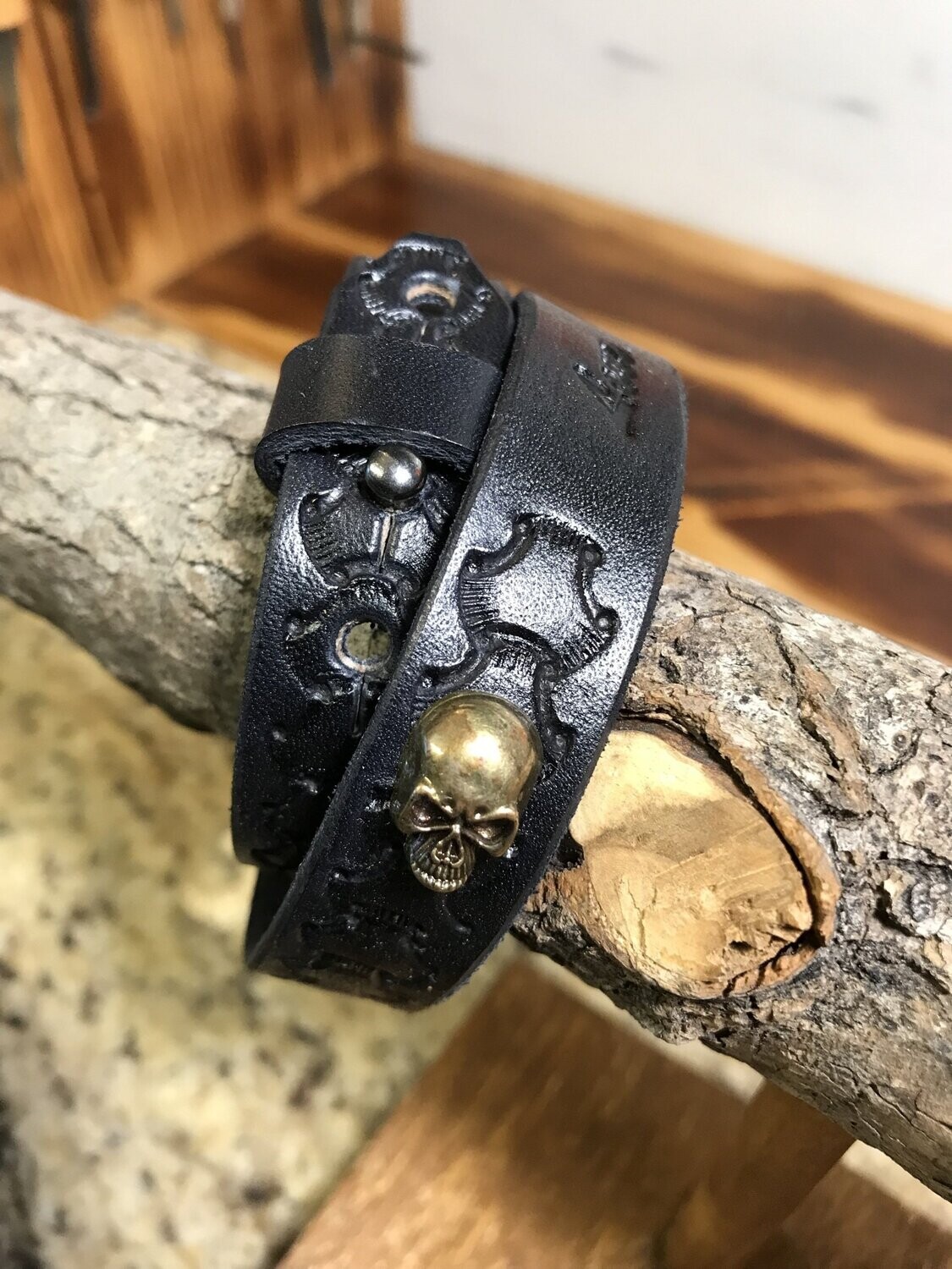 Tough Love Double Wrap Strap w/Skulls-MENS