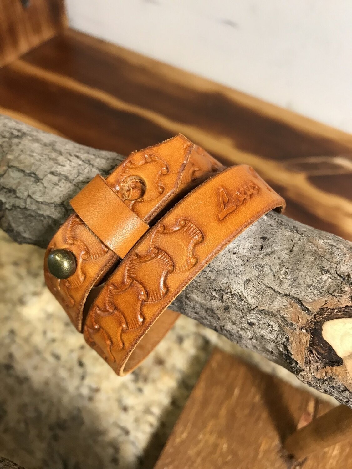 Tough Love Double Wrap Strap-Tan without skulls-Mens