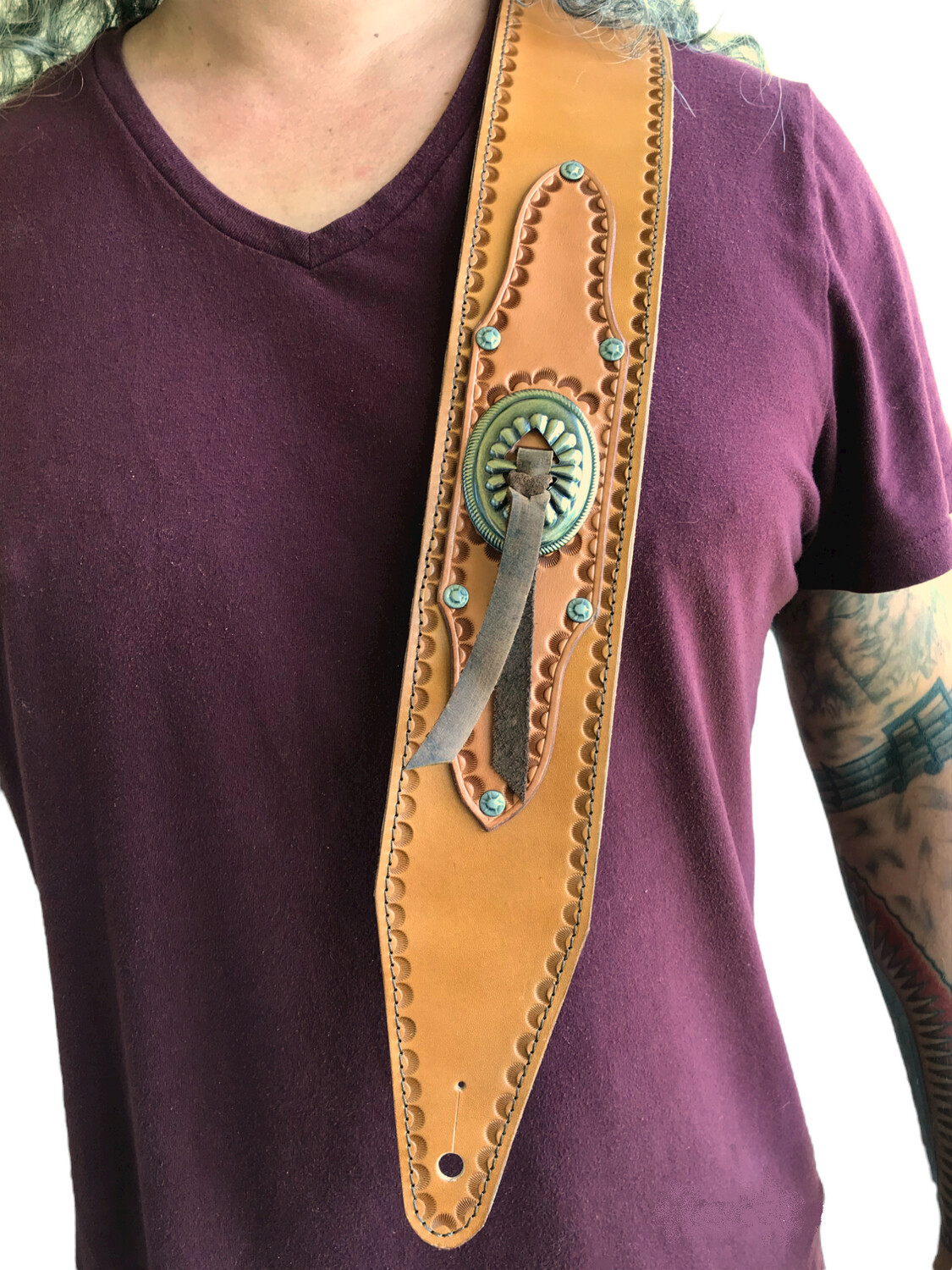 Western style concho guitar strap