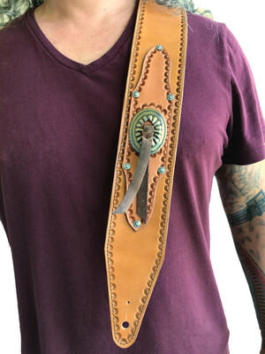 Western style concho guitar strap