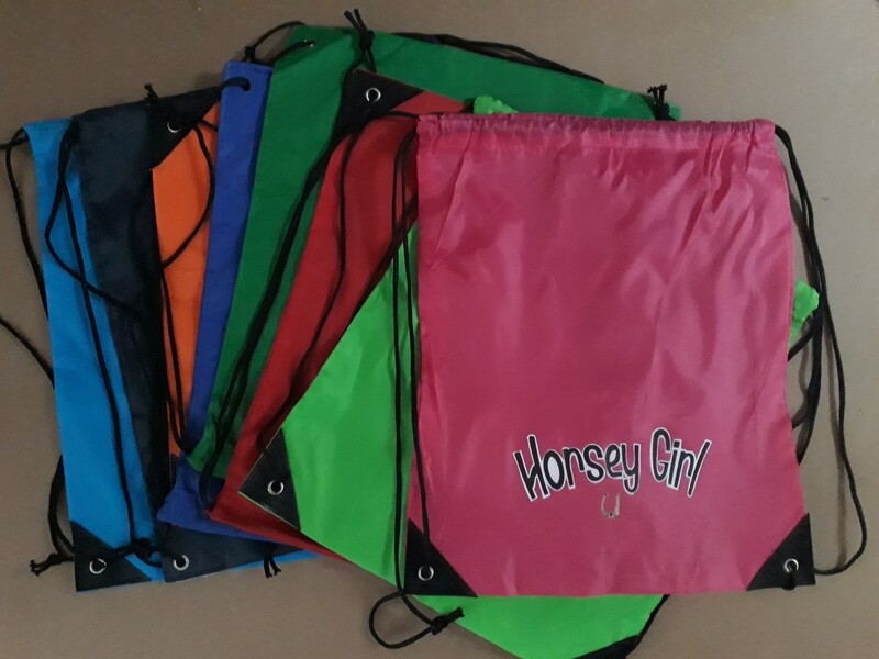 Drawstring horsey girl merch bag