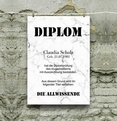 Personalisiertes Poster, Diplom, Größe DIN A4 oder DIN A3