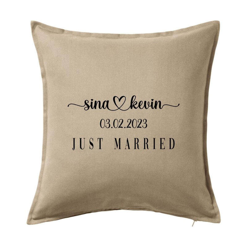 Kissenbezug Just Married, personalisiert, Hochzeitsgeschenk 