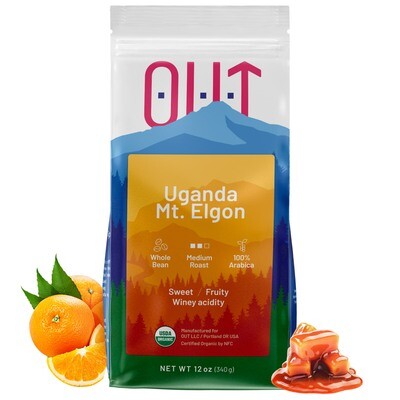 OUT Medium Roast Organic Coffee from Mt. Elgon Uganda, 12 oz