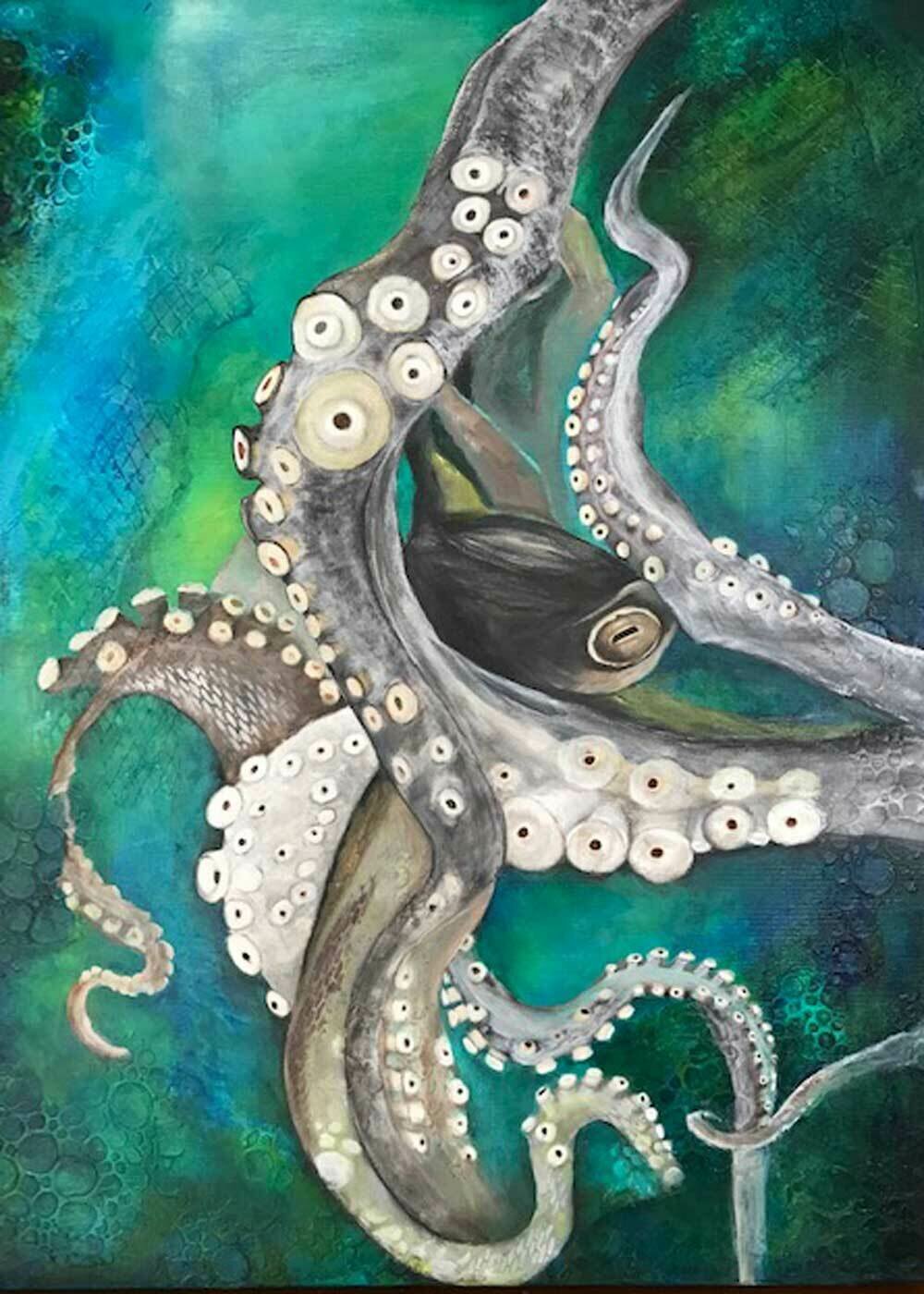 octopus painting by Gabriola Island artist Randi Lynch