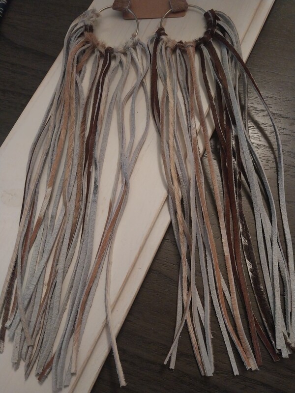 COWHIDE FRINGE EARRINGS