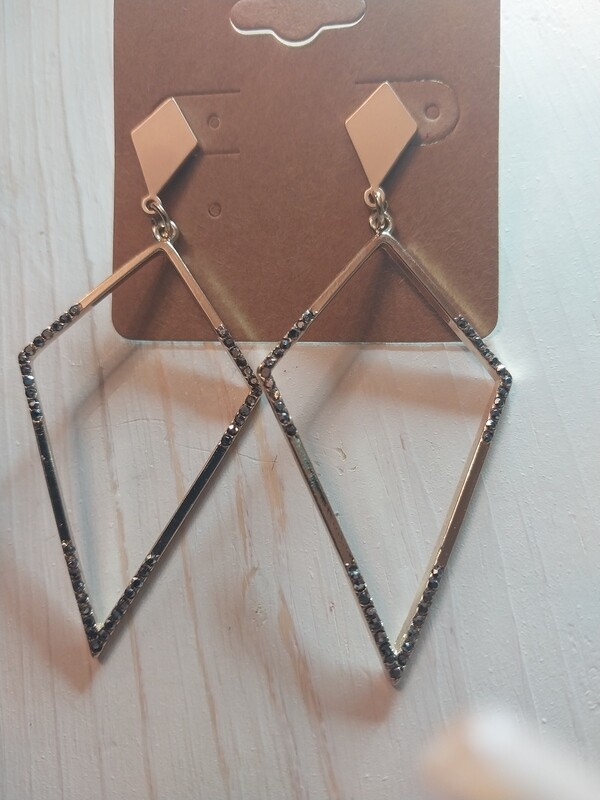 Gold Diamond Dangling Earrings