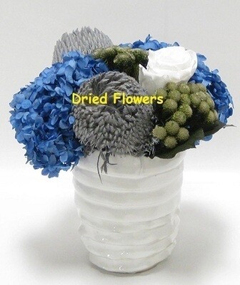 Preserved Mixed Blue &amp; Gray Flowers