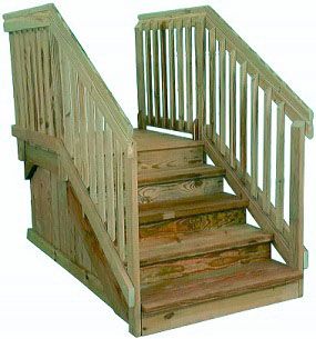 STEPS - WOOD w/RAILS (48&quot; x 48&quot; Platform)