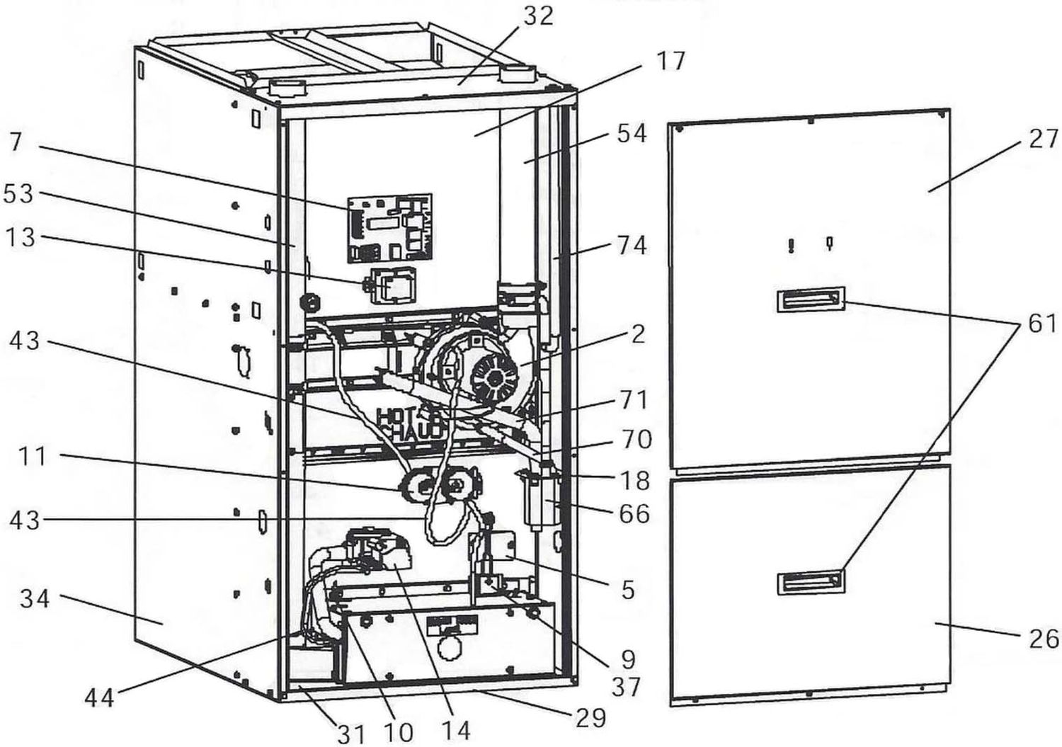 DGAD, DGAE, DGAF Furnace Diagram